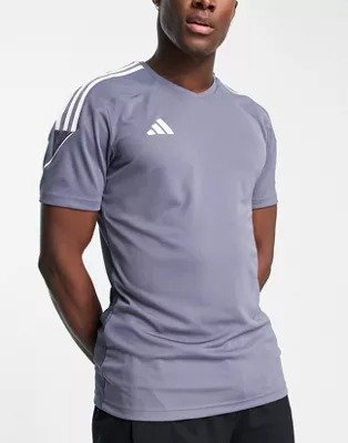 adidas Football Tiro 23 t-shirt in gray and white