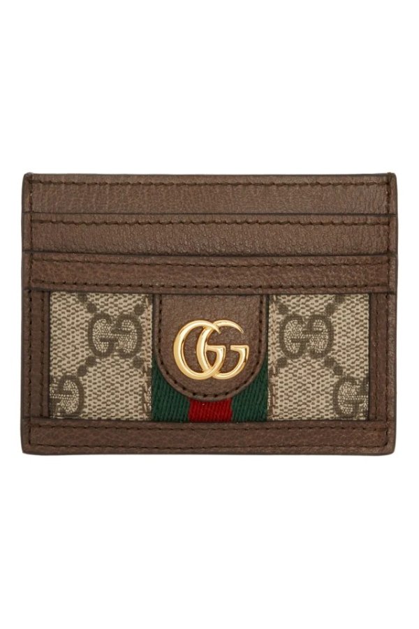 Brown Ophidia GG Card Holder