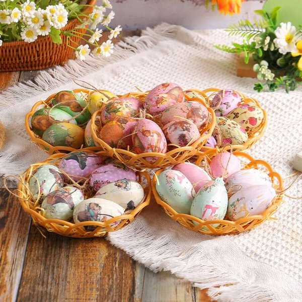 1pc 6pcs/Set Easter Egg Decorative Weaved Basket & Hanging Ornaments For Scene Decoration | SHEIN USA