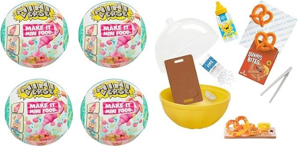 MGA's Miniverse Make It Mini Food Cafe Series 2 Movie Theater Snack Pack Bundle 4 Pack Mini Collectibles, Blind Packaging, DIY, Resin Play, Replica Food, NOT Edible, Collectors, 8+