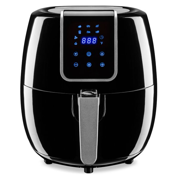 5.5qt 7-in-1 Digital Family Sized Air Fryer Kitchen Appliance w/ LCD Screen and Non-Stick Fryer Basket, Black