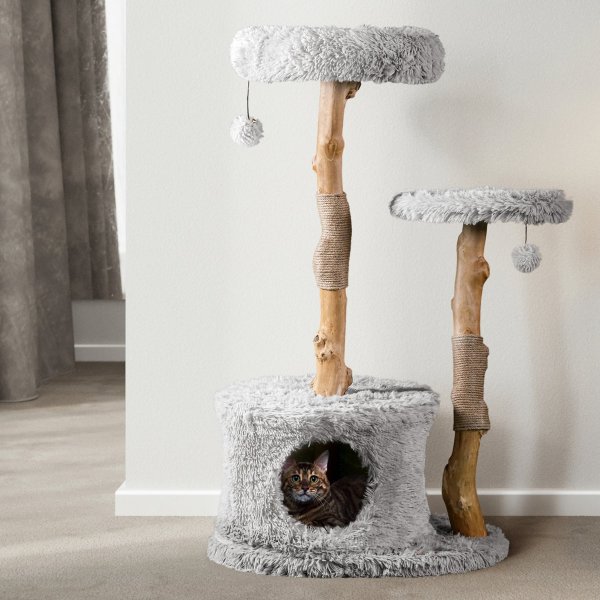 MAU LIFESTYLE Alba 43-in Modern Wooden Cat Tree & Condo, Gray - Chewy.com