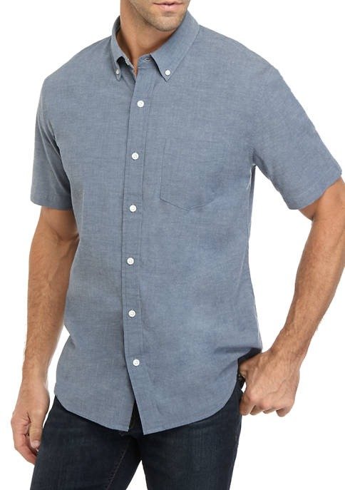 Short Sleeve Solid Woven Shirt