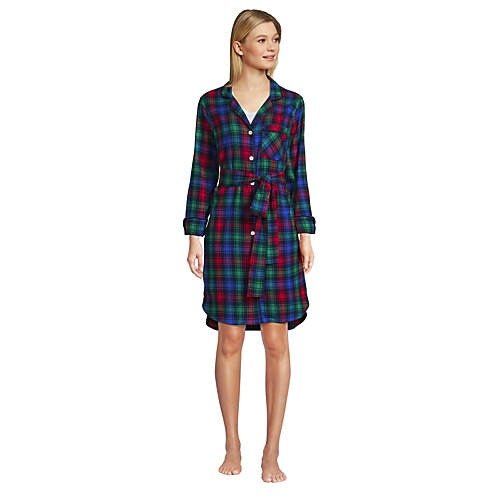Women's 3/4 Sleeve Flannel Sleepshirt Nightgown