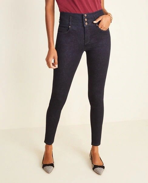 Petite Curvy Sculpting Pocket High Rise Skinny Jeans in Classic Rinse Wash | Ann Taylor