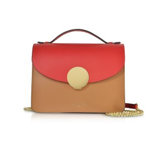 Le Parmentier New Ondina Color Block Flap Top Leather Satchel Bag