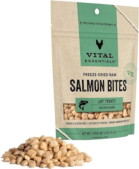 Freeze Dried Cat Treats, Single Ingredient Raw Salmon Treats for Cats 1.1 oz