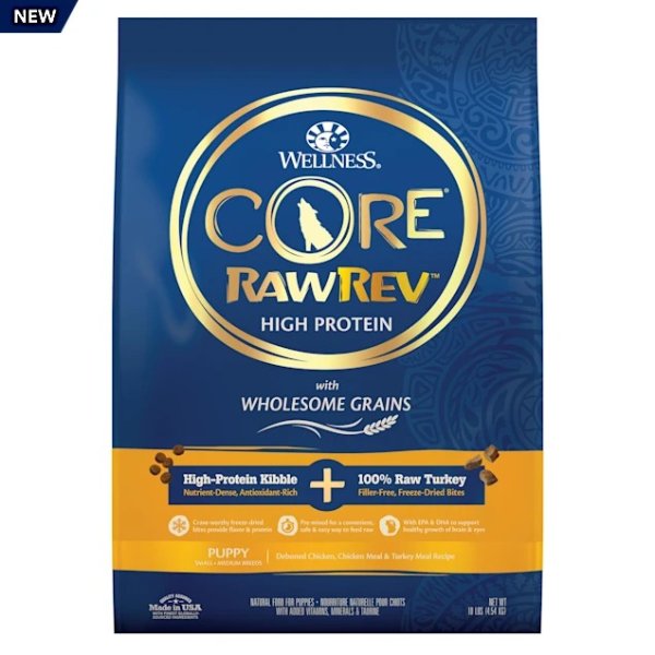 Wellness CORE RawRev Wholesome Grains Chicken Recipe Dry Puppy Food, 10 lbs., Bag | Petco