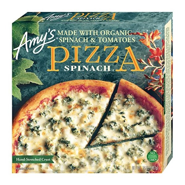 Amy's Frozen Spinach Pizza, Made with Feta, Mozzarella and Organic Tomatoes, Hand Stretched Crust, Full Size