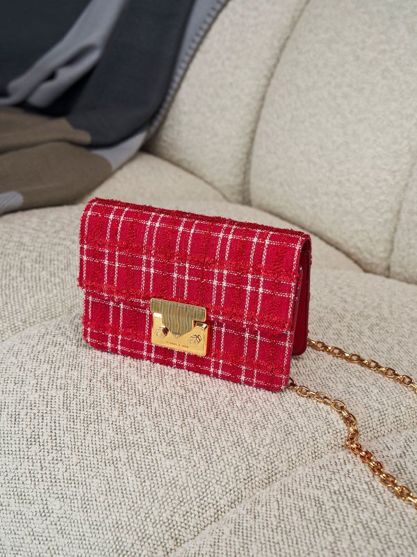 Eudora Tweed Boxy Bag - Red