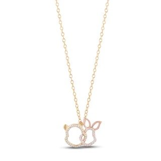 Disney Treasures Winnie the Pooh Diamond Necklace 1/6 ct tw 10K Two-Tone Gold 17&quot;|Kay