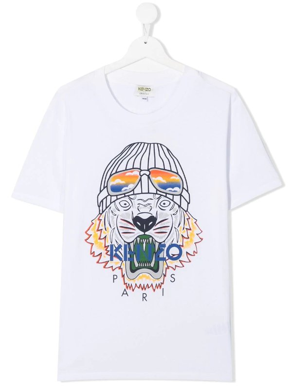 TEEN Tiger-print organic cotton T-shirt