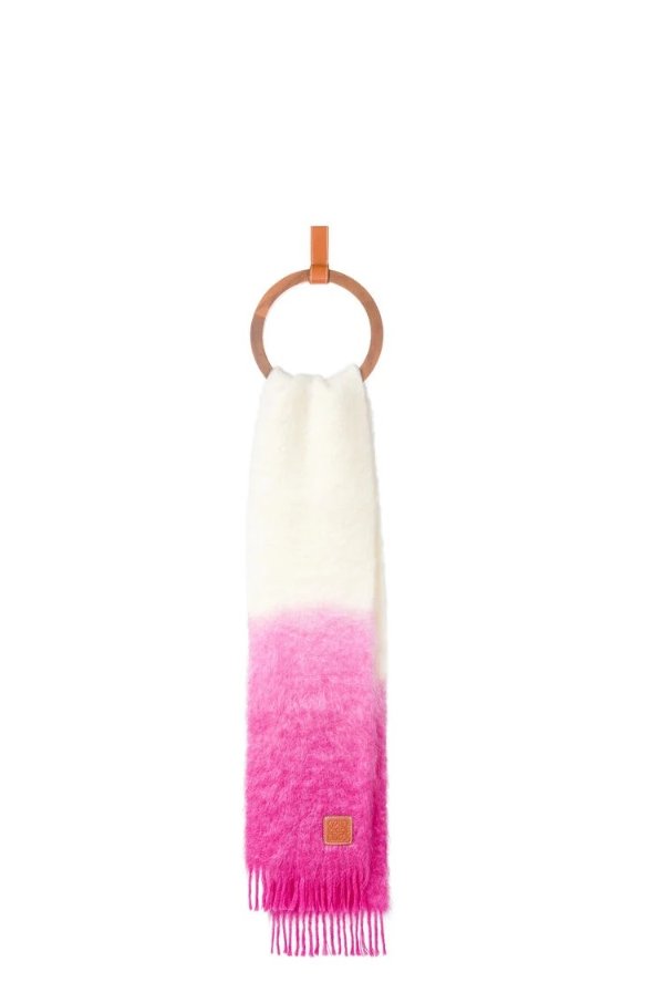 Dip dye scarf in wool mohair White/Pink - LOEWE