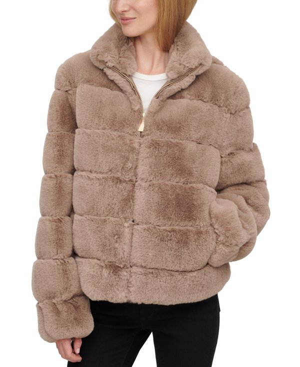 Faux-Fur Zip-Front Coat