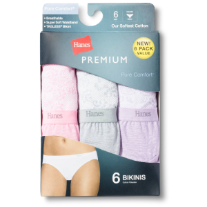 Hanes® Premium Women's Pure Comfort® Cotton Bikini 6-Pack