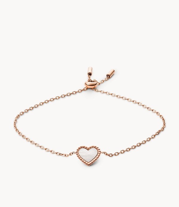 Val I Heart You Mother-of-Pearl Stainless Steel Chain Bracelet