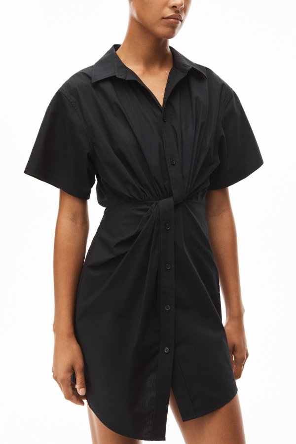 alexanderwang TWISTED PLACKET DRESS IN COMPACT COTTON #RequestCountryCode#