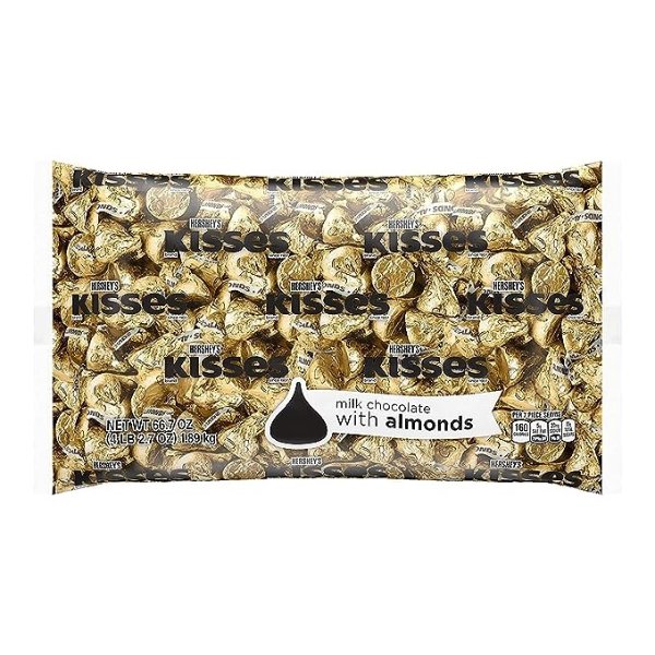 HERSHEY'S Kisses Chocolate Candy with Almonds, 66.7 Ounce Bulk Easter Basket Filler, approx. 400 Pieces