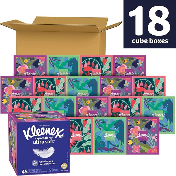 Kleenex 超柔软方盒面巾纸18盒 共1080抽