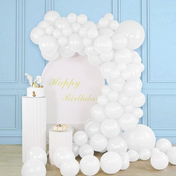 ASIYUHY White Balloons Different Sizes - 100Pcs 5/10/12/18 Inch