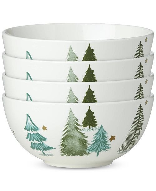 圣诞树图案骨瓷碗4件