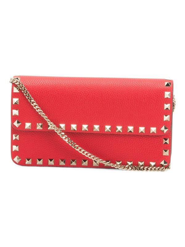 Made In Italy Leather Studded Pouch