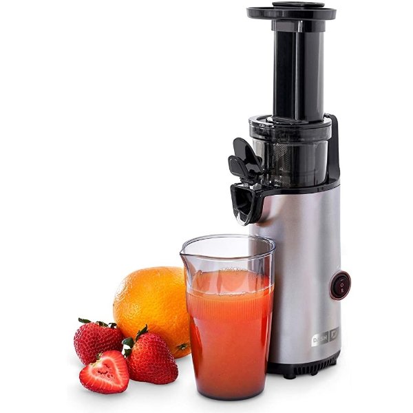 DCSJ255 Deluxe Compact Power Slow Masticating Extractor Easy to Clean Cold Press Juicer with Brush, Pulp Measuring Cup, Frozen Attachment and Juice Recipe Guide, Graphite