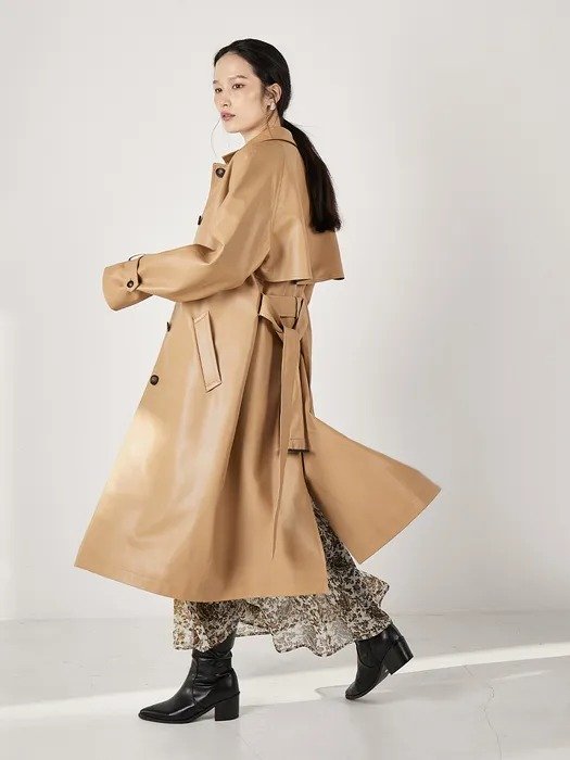 LEATHER TRENCH COAT_BEIGE