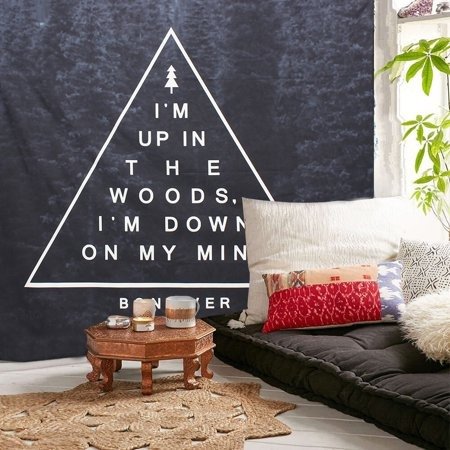 Meigar Black Woods and Slogans Inside the Triangle Wall Art Hanging Tapestry Bedding Bedspread for Bedroom, College Dorm Room Home Wall Art Decor Bed Cover