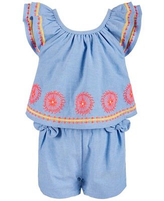 Baby Girls Embroidered Romper, Created for Macy's