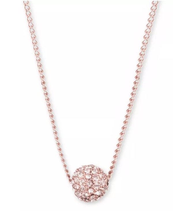16" Necklace, Rose Gold-Tone Crystal Fireball Pendant Necklace