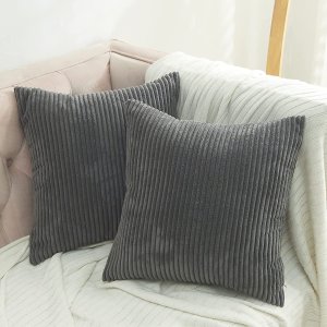 Volcanics Striped Corduroy Velvet Decorative Throw Pillow Covers Set