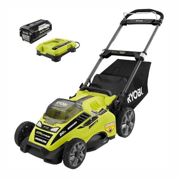 20 in. 40-Volt Brushless Lithium-Ion Cordless Battery Walk Behind Push Lawn Mower 5.0 Ah Battery/Charger Included