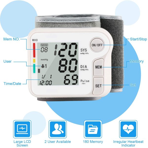 Potulas Wrist Blood Pressure Cuff Monitor