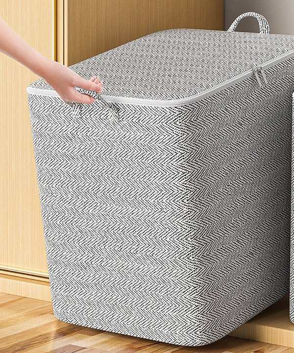 | Gray Quilted Clothing Organizer Bin