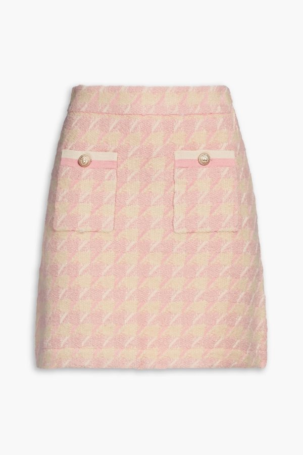 Louisa houndstooth jacquard-knit cotton-blend mini skirt