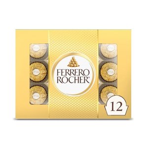 Ferrero Rocher, 12 Count, Premium Gourmet Milk Chocolate Hazelnut, Luxury Chocolate Holiday Gift, Individually Wrapped, 5.3 Oz