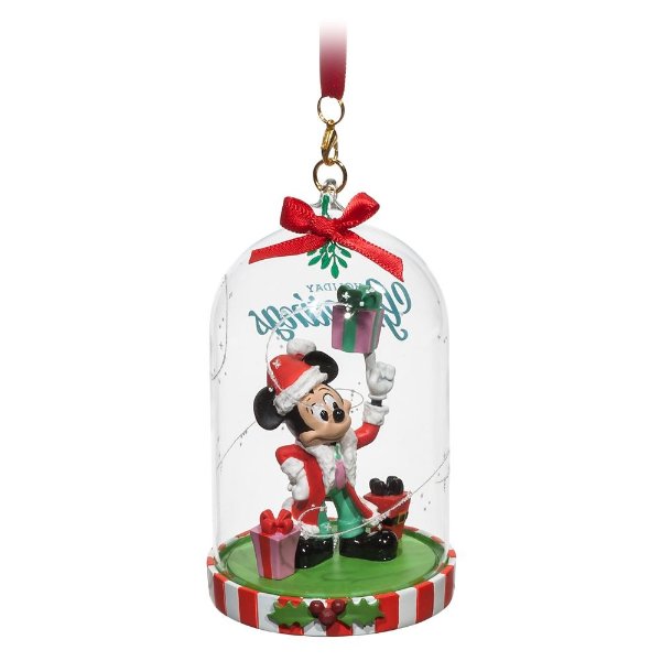 Santa Mickey Mouse Glass Dome Sketchbook Ornament