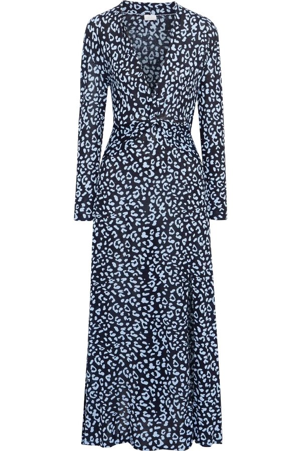 Anja twist-front leopard-print silk-blend jersey maxi dress