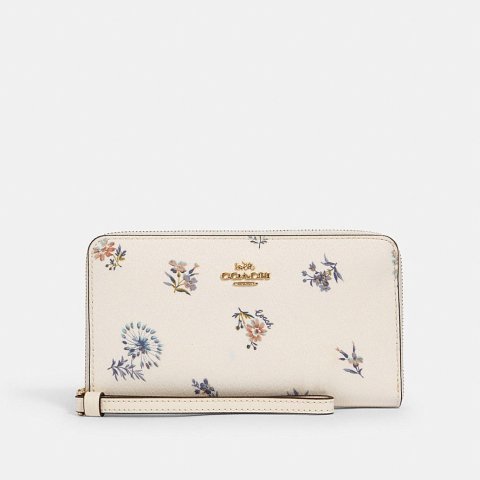 CoachLarge Phone Wallet With Dandelion Floral Print