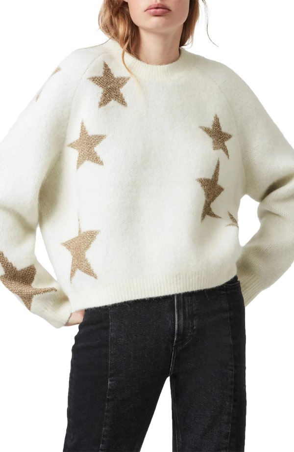 Metallic Star Alpaca & Wool Blend Sweater