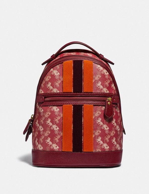 Lunar New Year Barrow Backpack With Horse and Carriage Print and Varsity Stripe