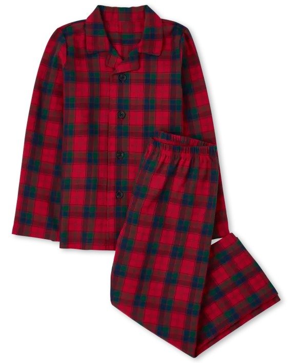 Unisex Kids Christmas Long Sleeve Plaid Flannel Pajamas | The Children's Place - RUBY