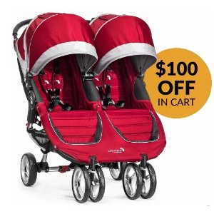 Baby Jogger 2016 City Mini Double Stroller - Crimson / Gray