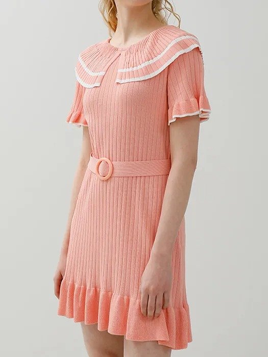 A Wide Collar Knit Dress_Pink
