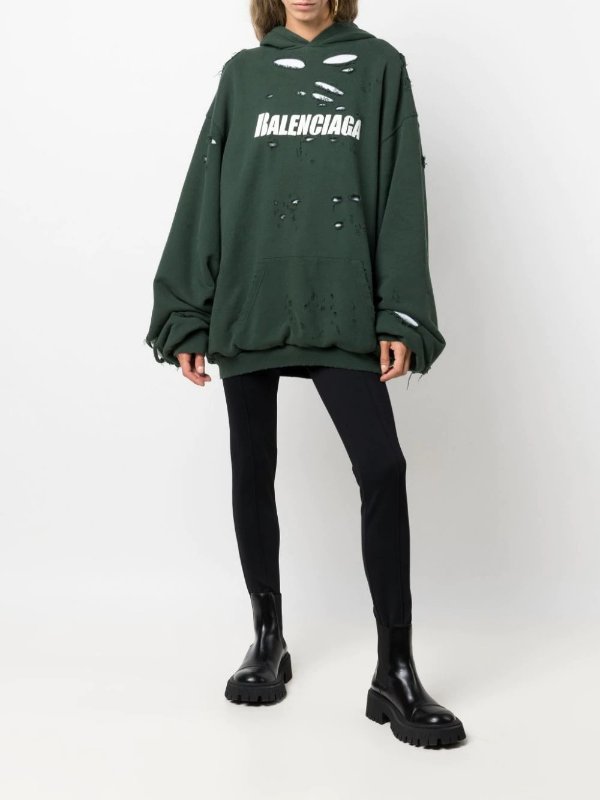 destroyed logo hoodie