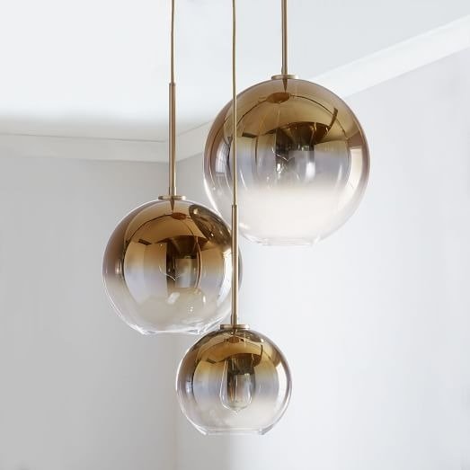 Sculptural Glass Globe 3-Light Chandelier - Mixed