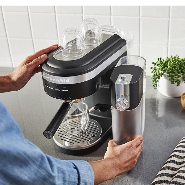 Semi-Automatic Espresso Machine & Automatic Milk Frother Attachment