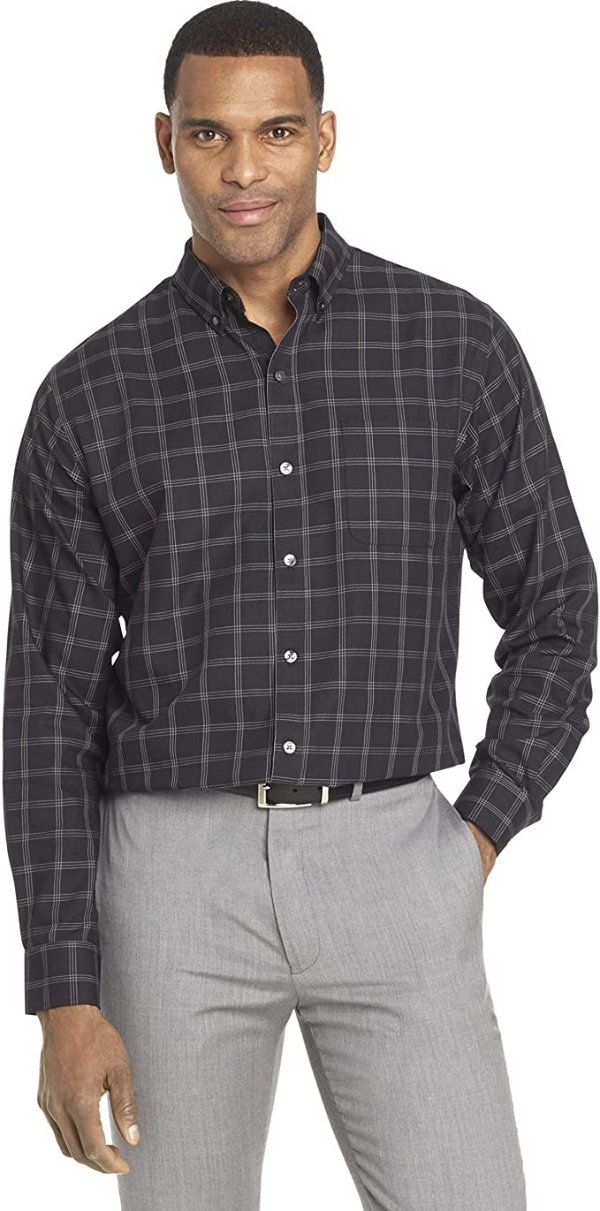 Heusen Men's Wrinkle Free Twill Long Sleeve Button Down Shirt