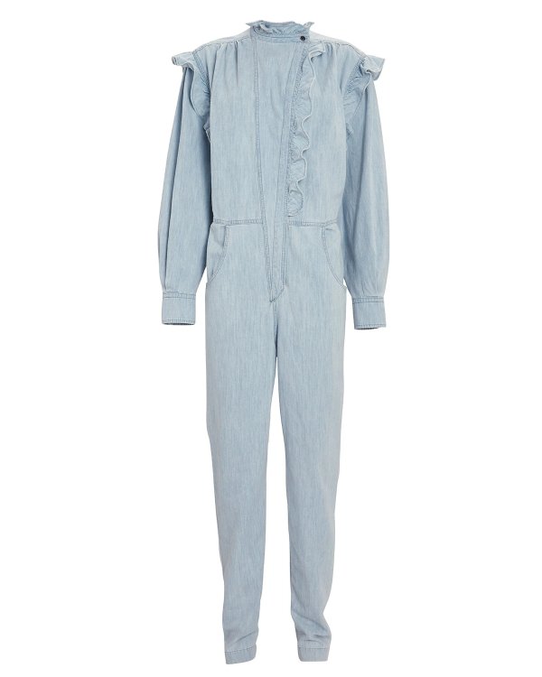 Gayle Ruffled Chambray Jumpsuit